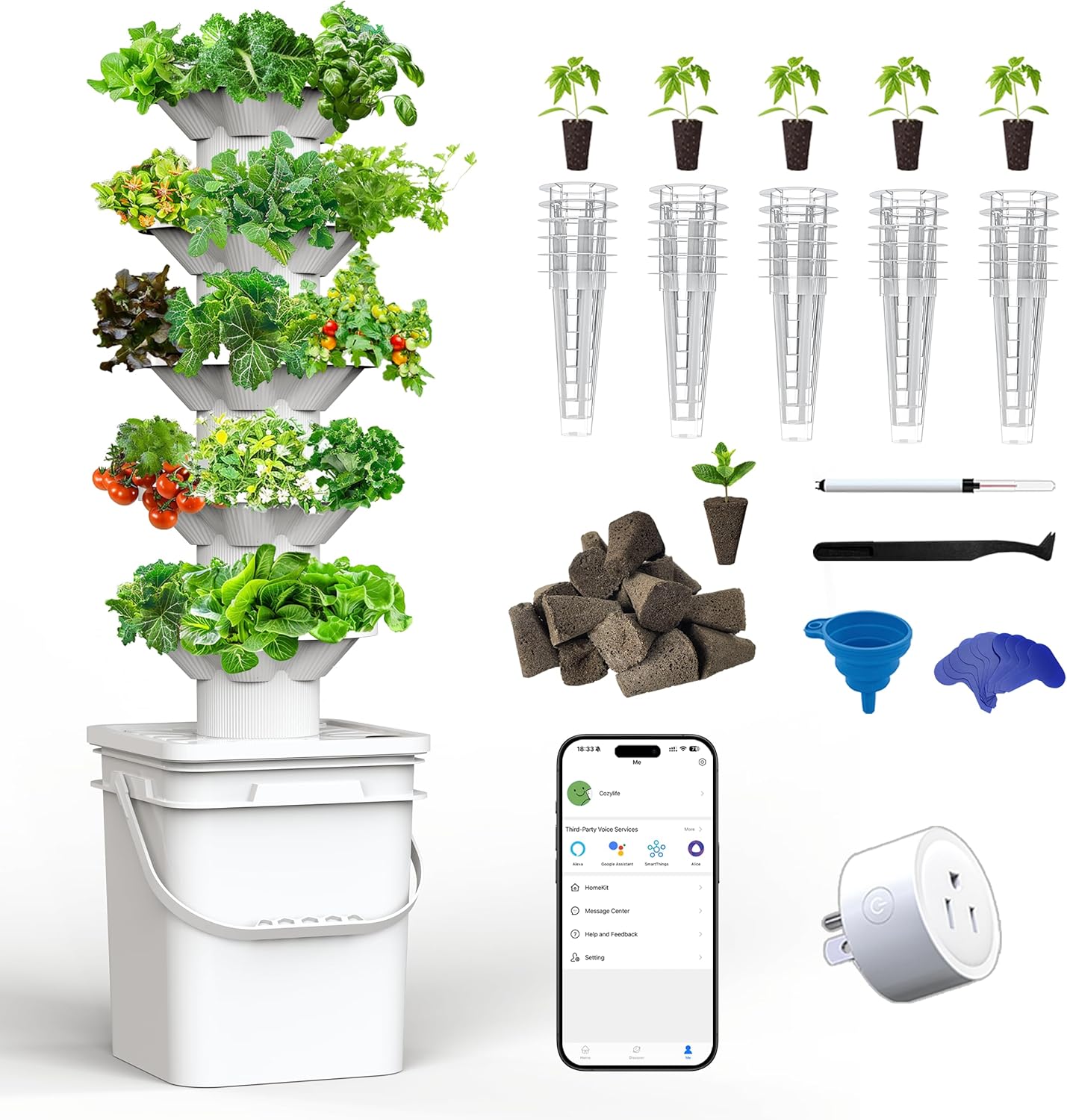 Smart Garden Vertical - 5-Layer Hydroponic Tower with 30 Planting