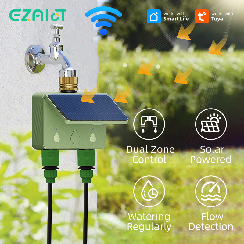 WiFi Water Timer 2 Zone Solar  - Smart Garden Valve 评论和价格